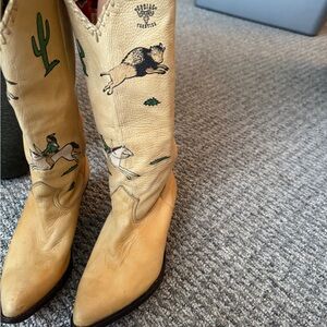 Zodiac Yellow Cowboy Heeled Boots with Green and Black Accents